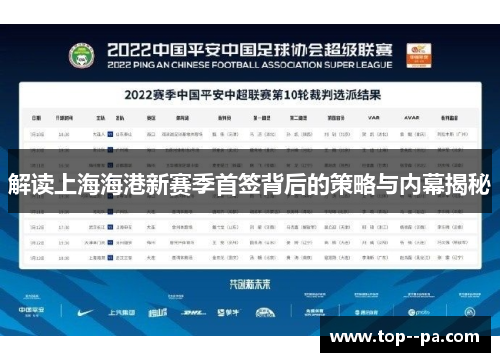 解读上海海港新赛季首签背后的策略与内幕揭秘 解读上海海港新赛季首签背后的策略与内幕揭秘