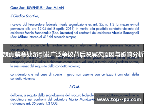 魏震禁赛处罚引发广泛争议背后深层次原因与影响分析